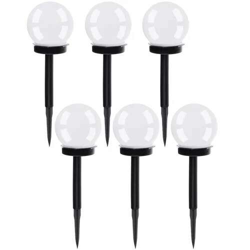 Zestaw 6 solarnych lamp ogrodowych, biały design w kształcie kuli