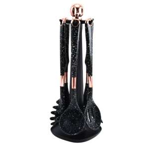 7 piece black and rose gold silicone kitchen utensil set with stand - Kitchen tool