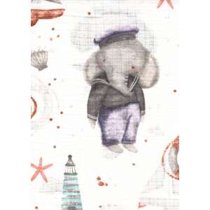 Mintás textil pelenka, 1 db, elefánt mintával, puha, légáteresztő, nedvszívó, pamut, öko-tex, aranyos, tengerész minta - Textil pelenka