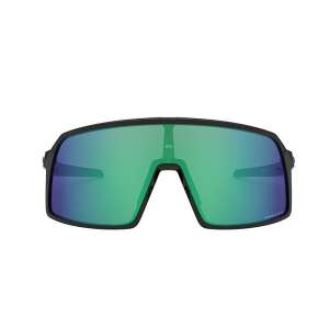 Oakley Sutro S sunglasses, black frame with green mirrored lenses, front view - Men's Sunglass