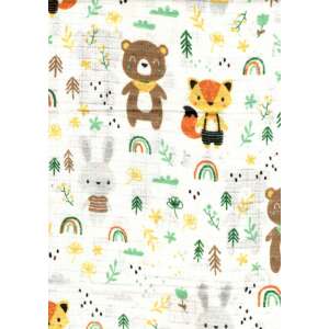 Róka, medve és nyuszi mintás muszlin pelenka - Textil pelenka
