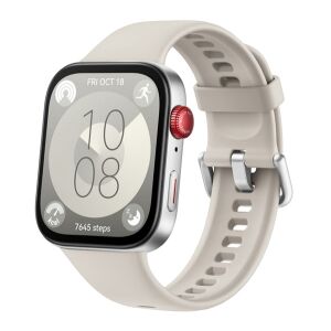 HUAWEI Watch Fit 3 fehér okosóra szilikon szíjjal, ferde nézet - Okos eszköz