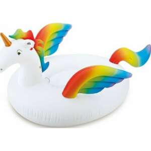 Inflatable unicorn pool float, rainbow wings and tail, 178x145cm - Garden