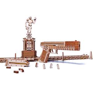 Puzzle 3D din lemn, poligon mecanic de tir, set de construcție model pistol DIY - Puzzle 3D