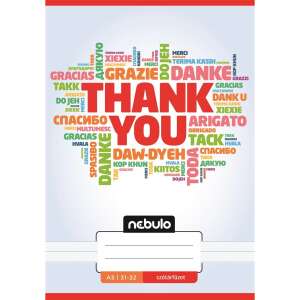 Nebulo A5-ös 31-32 lapos szótár füzet, köszönjük felirattal több nyelven a borítón - Nebulo
