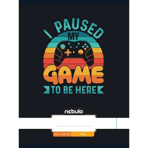 Nebulo A4 plain notebook with a gamer design, featuring a joystick and the text 'I paused my game to be here'