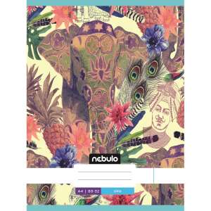 Nebulo A4-es sima füzet 32 lappal, elefánt, ananász és virágmintával - Nebulo