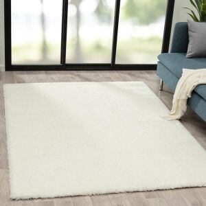 Marlenka krémszínű bolyhos szőnyeg 120x170 cm nappali környezetben - Lakberendezés