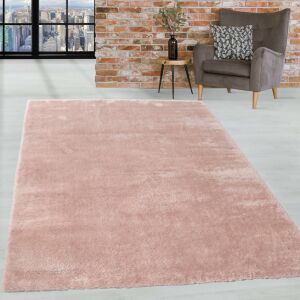 Marlenka púder rózsaszín bolyhos szőnyeg 200x290 cm nappali környezetben - Lakberendezés