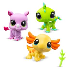 Littlest Pet Shop 3-pak figurek, w tym nosorożec, jaszczurka i aksolotl - Figurka bajkowego bohatera