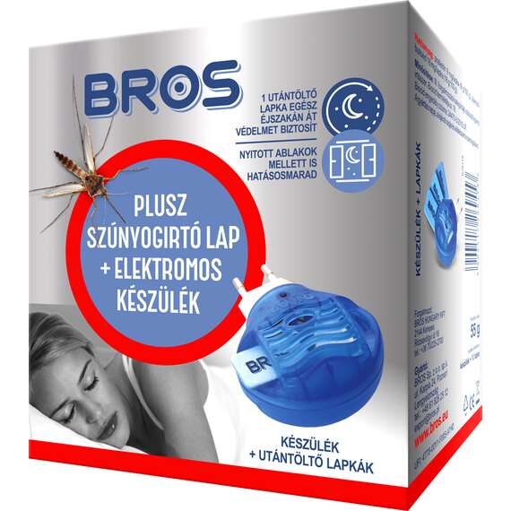 Bros Elektromos szúnyogirtó készülék + 10 db lapka / 12 db/karton