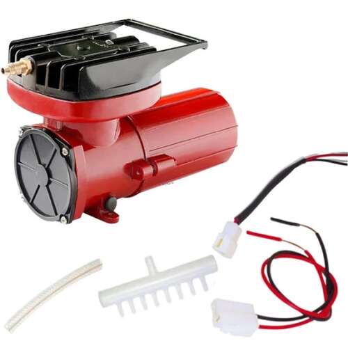 Hailea ACO-006D 12V DC Luftpumpe Kompressor, 80L/min, 35W, rot, mit Zubehör