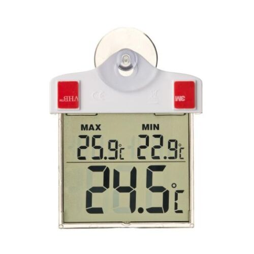 Digital window thermometer with min-max temperature display