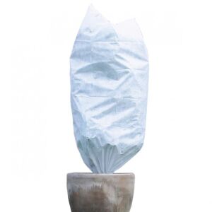 Close-up of white winter plant cover for frost protection, drawstring closure - Winter Protection Cover