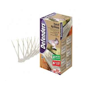 Defenders bird spikes, 2 meter pack, 6 fixing clips, bird deterrent, bird control, pest control, pigeon spikes, bird repellent, bird spikes for garden, bird spikes for roof - Bird control