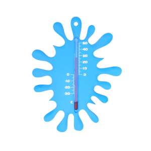 Blue plastic outdoor thermometer with a splash design, measuring from -30 to 50 degrees Celsius - Room Thermometer