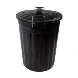 Black 80L trash can with hinged lid, 65x55cm - Garden