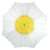 Margaréta UV-szűrős automata esernyő, fehér virág mintával, fekete nyéllel, felülnézet
