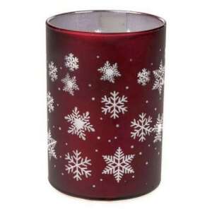 Piros üveg gyertyatartó hópehely mintával - Dakls