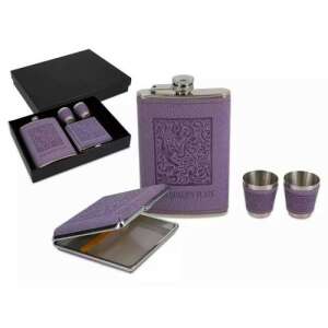 Ajándékszett rozsdamentes laposflaskával 265 ml, snapszos pohárral, cigarettatartó dobozkával 99489756