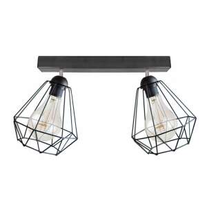 Glimex Diamond fekete mennyezeti lámpa két gyémánt alakú drótkosárral, 2x E27 - Mennyezeti lámpa