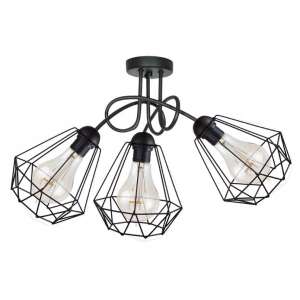 Glimex Diamond fekete mennyezeti lámpa 3 db E27 foglalattal, gyémánt alakú ketrec lámpabúrákkal - Lámpa & Világítás