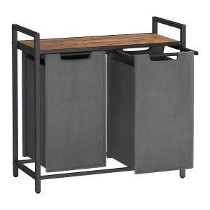 Kôš na bielizeň s 2 priehradkami, kôs na prádlo, 2 x 46 l, sivý | VASAGLE