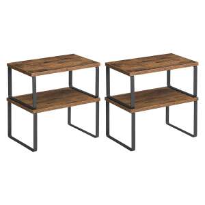 4 male rustikalne police za pohranu, kuhinjski stalak za začine, crno smeđe | SONGMICS 99495959 - Organizator za kuhinju