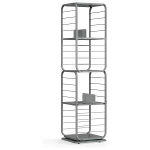 VASAGLE 4-poschodová otočná rohová knižnica, sivé prevedenie, izolovaná - Police