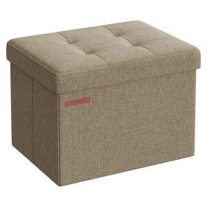 Tároló puff, összecsukható vászon tárolódoboz, világos szürkés, 31 x 41 x 31 cm