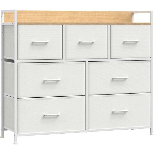 Komoda, ormar sa 7 ladica od tkanine, bijele i boje drva | SONGMICS