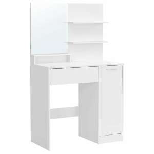 Mază de toaletă albă cu oglindă, sertar și dulap - Măsuțe de toaletă