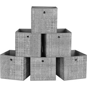 Set de 6 cuburi de depozitare pliabile gri SONGMICS, 30 x 30 x 30 cm - Cutii de depozitare și coșuri