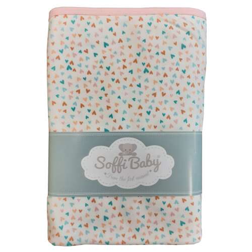 Soffi Baby rózsaszín szívecskés pamut babatakaró 80x100cm