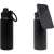 Black MagSafe compatible water bottle with phone attached, showing two angles
