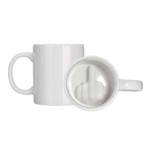 White ceramic mug with middle finger inside, funny gift idea - Mug
