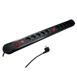 Listwa zasilająca Maclean MCE10 z 10 gniazdami, 2 przełącznikami i zabezpieczeniem przed przeciążeniem, czarna - Kable i akcesoria