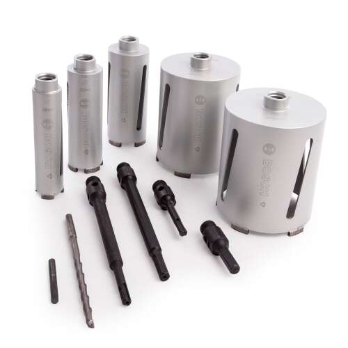 Set de coroane de găurire cu diamant Bosch 2608587007, 5 bucăți, pentru găurirea găurilor rotunde și a adânciturilor în piatră