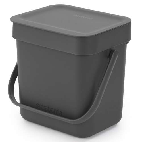Brabantia Sort & Go 3 literes szürke komposztgyűjtő szemetes fedéllel és fogantyúval
