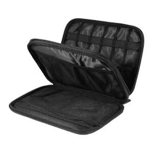 Ugreen 50147B travel case for electronics, black, open, showing interior compartments - Tablet Case