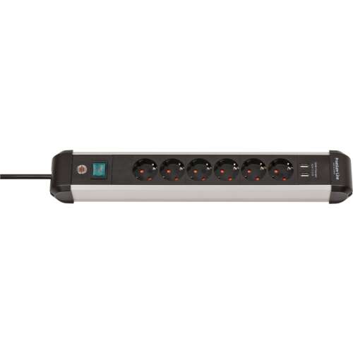 Brennenstuhl Premium-Alu-Line 230V 6-Socket Power Strip 3m - Black/Grey 99518474