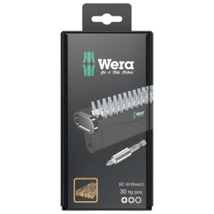 Wera Bit-Check 30 Wood 2 zestaw bitów do wkrętaków, 30 sztuk, zawiera 1/4" x 50 mm uniwersalny uchwyt bitowy, PH 2 x 25 mm, PZ 1 x 25 mm, PZ 2 x 25 mm, TX 10 x 25 mm, TX 15 x 25 mm, TX 20 x 25 mm, TX 25 x 25 mm, TX 30 x 25 mm, TX 40 x 25 mm bity - Bithead