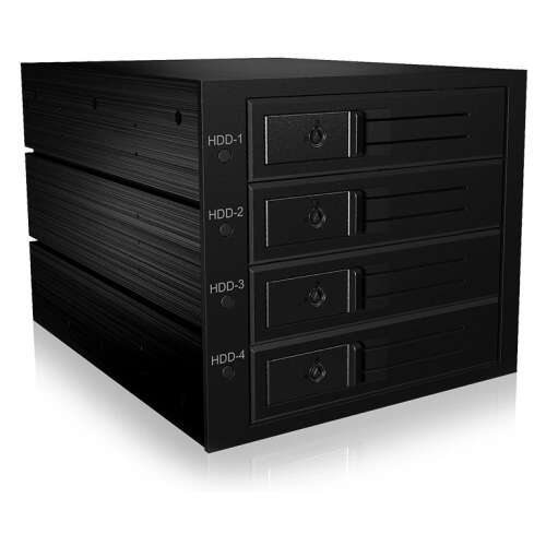 Icy Box IB-564SAS-12G 4-bay merevlemez ház, fekete, elülső nézet