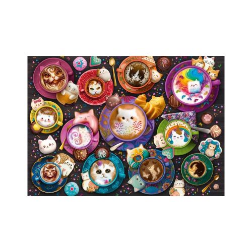 Schmidt Spiele Cicás Latte Art Puzzle, 500 Teile, Katzen Latte Art Design