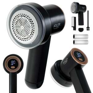 Adler AD 9619 Golarka do ubrań, czarna i złota elektryczna golarka do ubrań, kolaż - Wióry tekstylne