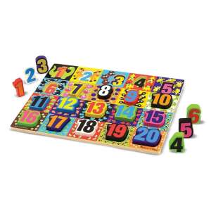 Melissa & Doug Fa készségfejlesztő játék, Óriás puzzle, számok, egy színes fa puzzle nagy darabokkal, amelyen a számok 1-20 szerepelnek, tökéletes kisgyermekek és óvodások számára a számolás és a számfelismerés tanulásához. - Melissa & Doug