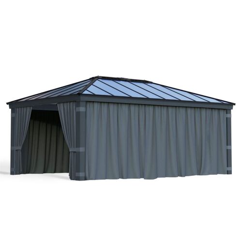 Palram Canopia Dallas 14x20 gazebo with curtains, isolated view