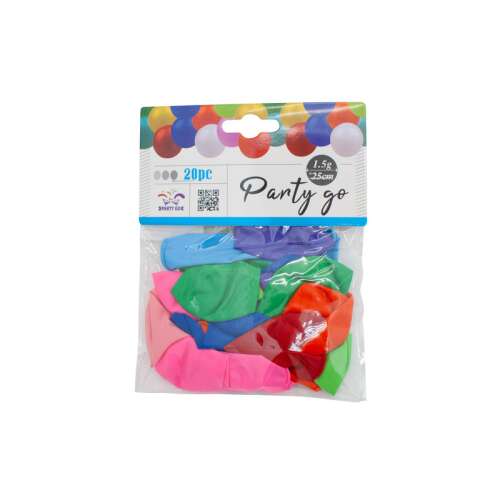 20 db 25 cm-es színes lufi, Party go márka