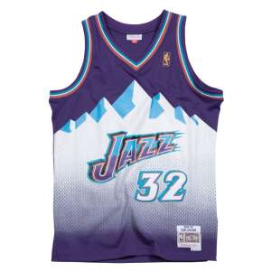 Mitchell & Ness Utah Jazz Karl Malone #32 Mens Swingman Jersey Purple XXL Front - Basketball Jersey