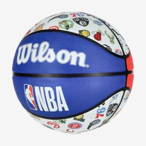 Wilson NBA All Team Basketball, Größe 7, weiß mit blauem Panel und NBA-Logo, mit Logos aller NBA-Teams - Wilson